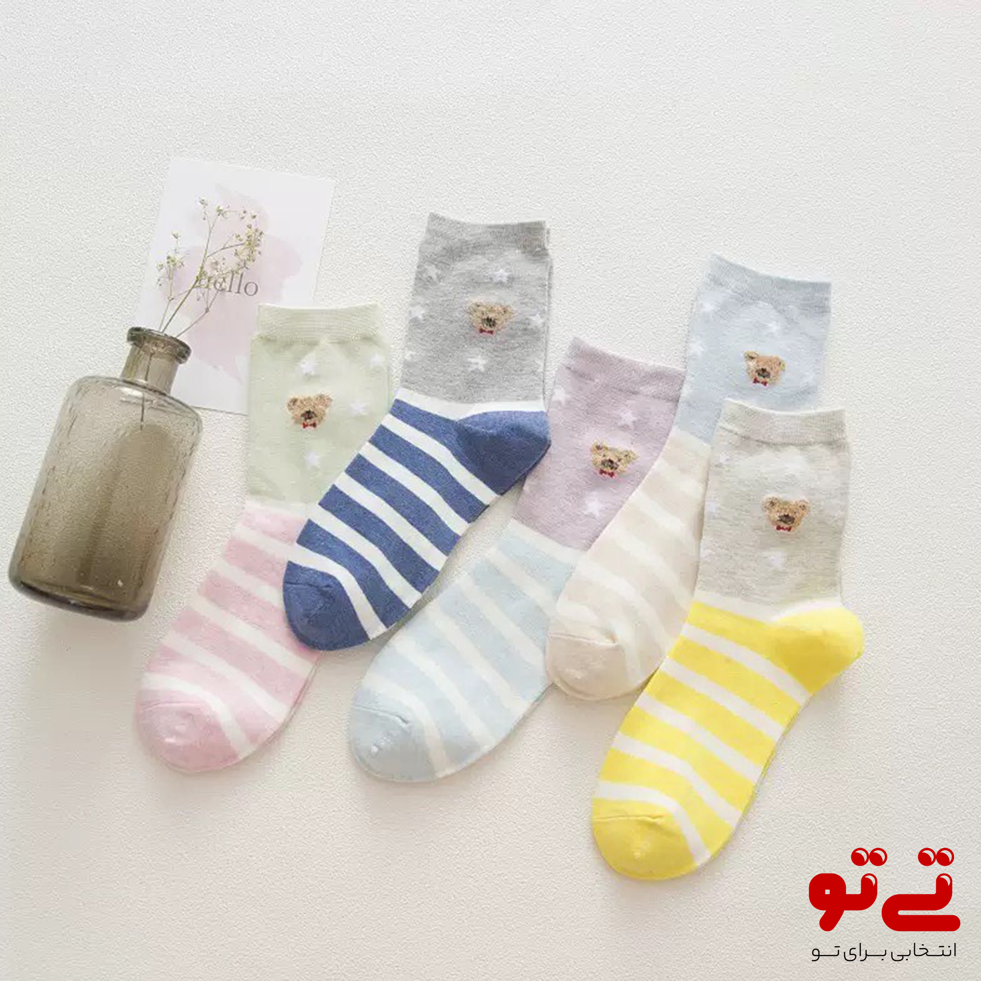 جوراب ساق دار طرح خرس مدل2553